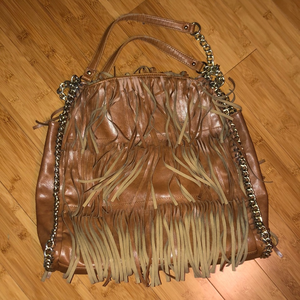 Steve Madden boho fringe bag with chain detail